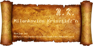 Milenkovics Krisztián névjegykártya